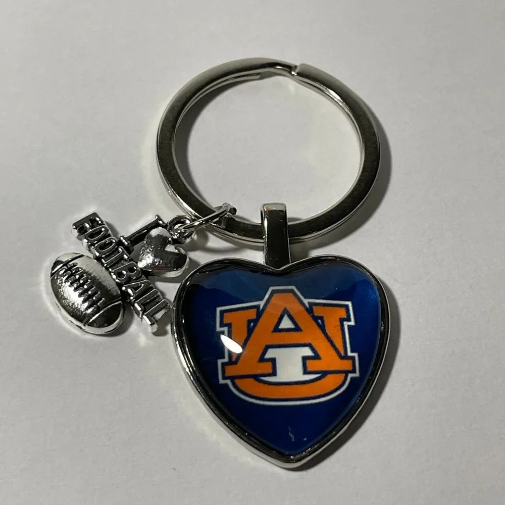 Auburn Tigers NCAA I Love Football Keychain NEW!!